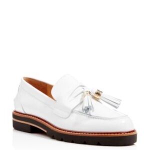 Stuart Weitzman Cream Leather Tassel Loafers